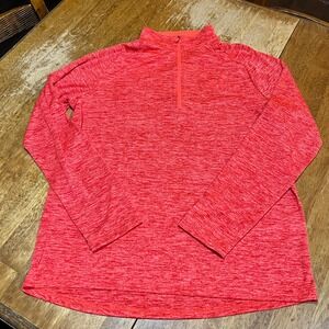 Under Armour Men's UA Tech 1/2 Zip Long Sleeve Red Orange Size Large Loose Fit